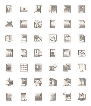 42 128x128 Regular Line Icons optimized for Spreadsheet Editable display vector