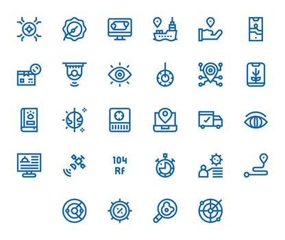 Tracking Comprehensive Bundle with 28 PIXEL Perfect Bold Line High Resolution Icons vector