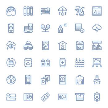 36 Retina Ready Bold Line Pixel Aligned Icons for Backup Projects vector