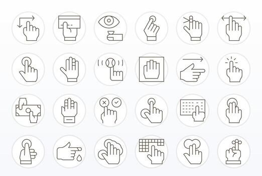 24 Thin Line Icons for Finger in crisp High Resolution Pixel Optimized resolution vector