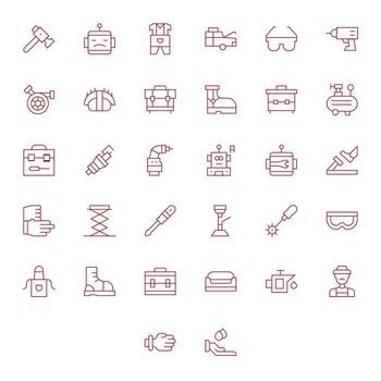 Mechanic featuring 32 High Resolution Icons in Thin Line Design vector