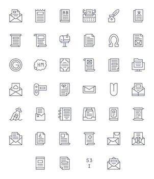 40 Thin Line Display Perfect 256x256 Icons from Letter Suite vector