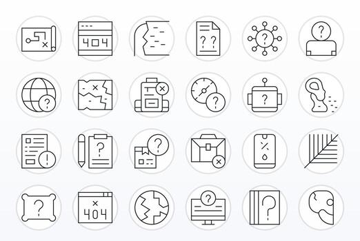 Missing Digital Pack containing 24 Display Perfect Thin Line 256x256 Icons vector