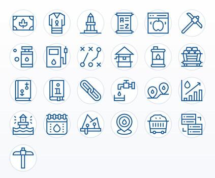 Resource Visual Pack containing 25 Regular Line Grid Fitted Icons vector