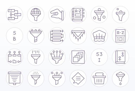24 PIXEL Perfect High Resolution Icons for Sorting in elegant Thin Line design vector