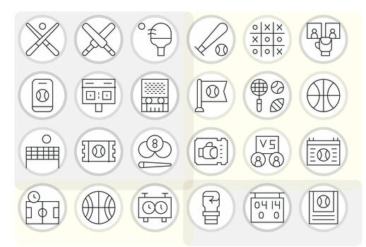 24 Pixel Aligned 64x64 Icons for Match in elegant Thin Line design vector
