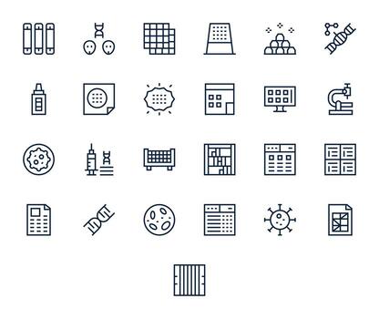 25 High Resolution Regular Line Icons optimized for Cells PIXEL Perfect display vector