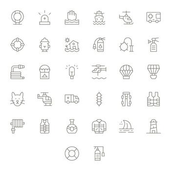 32 retina Listo íconos para rescate en píxel alineado Delgado línea formato vector