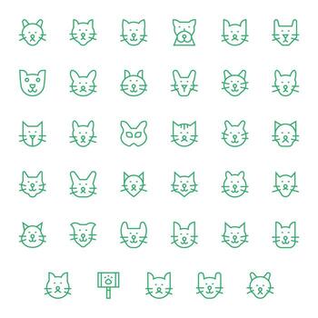 35 Regular Line Icons for Cat in crisp Retina Ready Display Perfect resolution vector
