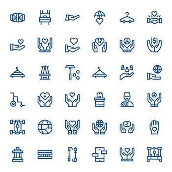 36 Retina Ready Bold Line Icons for Support System with Grid Fitted precision vector