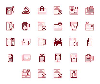 28 Editable Icons themed around Pos in 128x128 Bold Line format vector