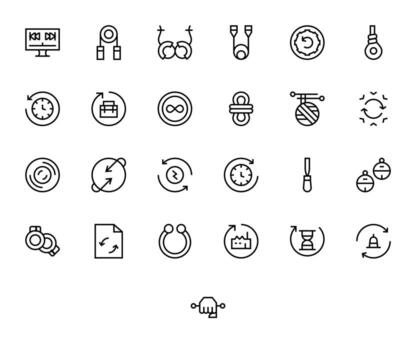 Loop Ultimate Package with 25 High Resolution Regular Line PIXEL Perfect Icons vector