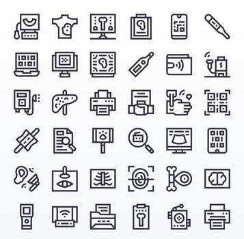 36 High Resolution Bold Line Icons for Scan with Detail Enhanced precision vector