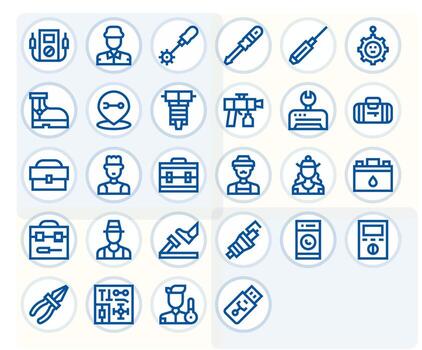 Bold Line Pixel Aligned Icons from Technician Set with 28 High Resolution Icons vector