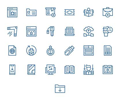 Regular Line Detail Enhanced Icons from Digital File Set with 25 Retina Ready Icons vector