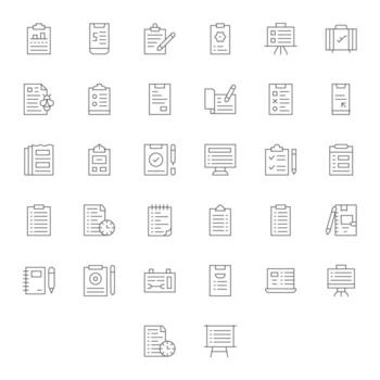 32 Pixel Aligned Icons themed around Checklist in 128x128 Thin Line format vector
