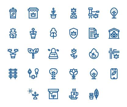 Leaf Comprehensive Bundle with 28 Pixel Optimized Bold Line High Resolution Icons vector