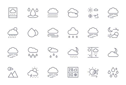 24 Thin Line Grid Fitted Vectors for Cloudy Theme