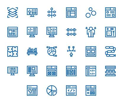 Elements Icon Library with 28 Bold Line 128x128 Pixel Optimized Designs vector