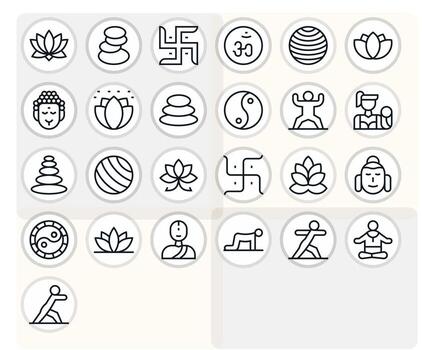 25 Pixel Optimized Regular Line Icons designed for Yoga Interface vector