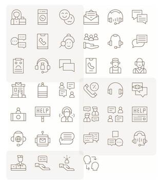 40 Customer Service Pixel Optimized Icons in High Resolution Thin Line Aesthetic vector