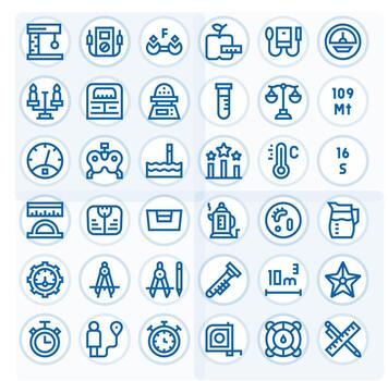 Measurement Design Icons featuring 36 Pixel Optimized Bold Line Style vector