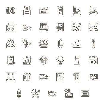 compacto gráficos presentando 35 regular línea píxel alineado 256x256 diseños vector