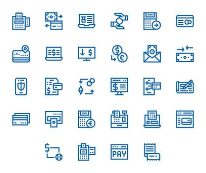 28 negrita línea íconos desde pago Procesando en alto resolución píxel optimizado calidad vector