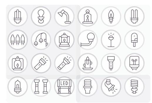 24 Thin Line Detail Enhanced Vectors for Light Source Theme