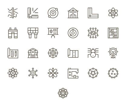 Schematic Icon Repository containing 25 Regular Line 128x128 Display Perfect graphics vector