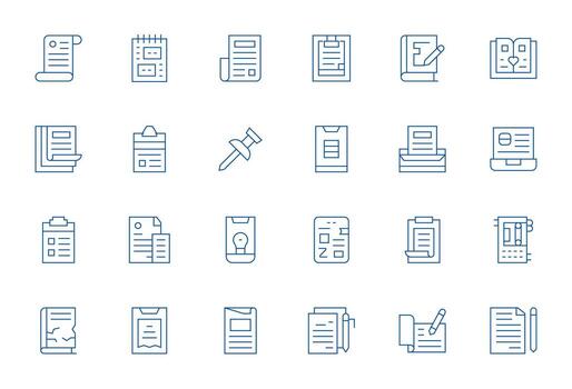 Memo Premium Bundle with 24 64x64 Pixel Aligned Thin Line Icons vector