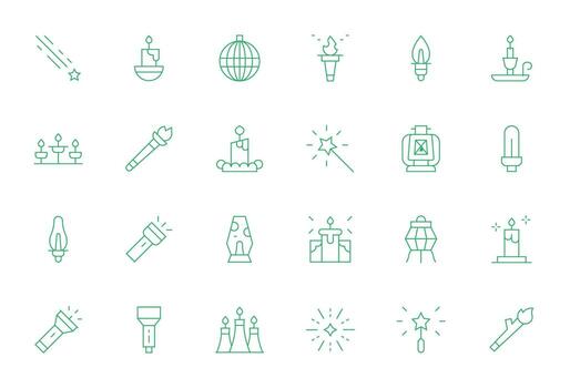 Glow Essential Set including 24 Pixel Optimized Thin Line 64x64 Icons vector