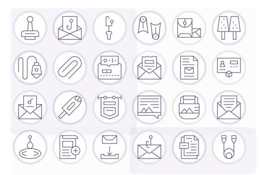 24 Icons for Attachment featuring 256x256 Pixel Optimized Thin Line Graphics vector