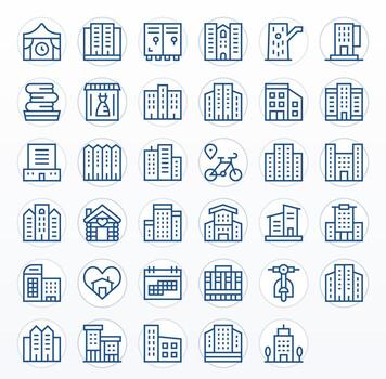 35 256x256 Regular Line Icons optimized for Rental PIXEL Perfect display vector