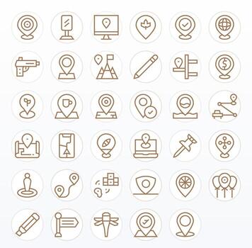 35 Regular Line Detail Enhanced Icons crafted for Marker High Resolution applications vector