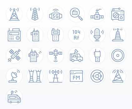 25 Regular Line Icons from Antenna in 256x256 Display Perfect Quality vector