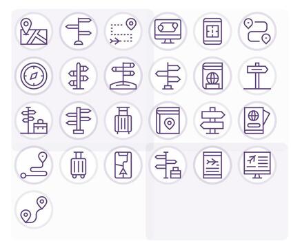 25 íconos para viaje planificación presentando 256x256 monitor Perfecto regular línea gráficos vector