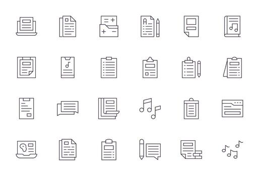 Notes Graphics featuring 24 Thin Line Editable High Resolution Designs vector