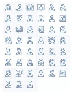 Profile Picture Scalable Set featuring 45 Pixel Aligned Bold Line 256x256 Icons vector