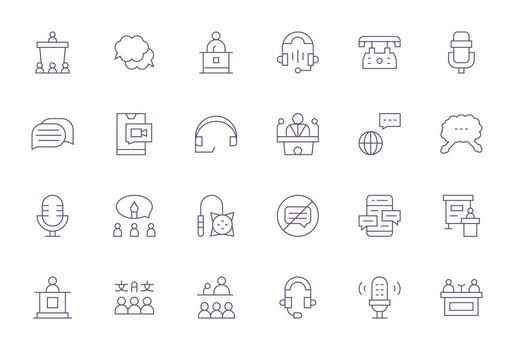 Talk Icon Repository containing 24 Thin Line 64x64 PIXEL Perfect graphics vector