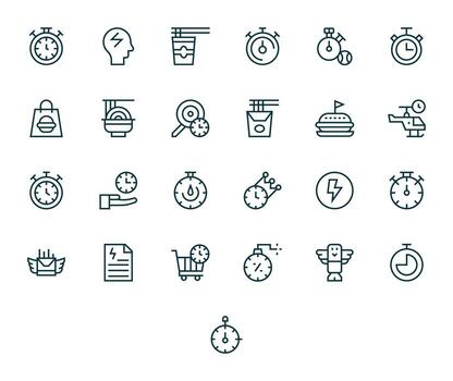 25 Regular Line Grid Fitted Icons tailored for Quick 256x256 interface vector