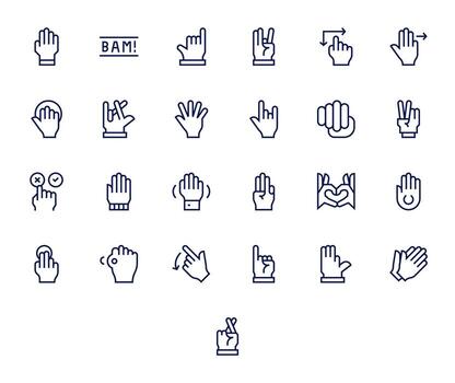 25 Regular Line Icons designed for Gesture in Retina Ready Pixel Optimized format vector