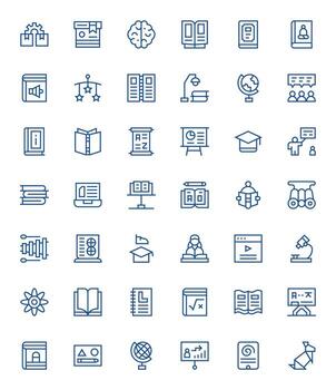 42 Retina Ready Regular Line Icons for Learning with Display Perfect precision vector