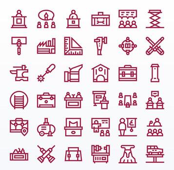 36 Display Perfect Icons themed around Workshop in High Resolution Bold Line format vector