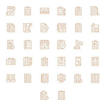 32 Icons for Checklist optimized in Grid Fitted 64x64 Thin Line resolution vector