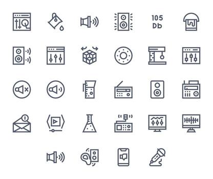 28 Bold Line Pixel Optimized Icons for Volume Graphics vector