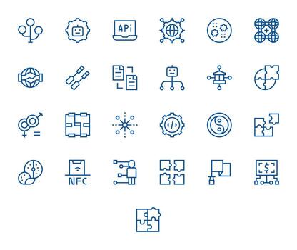 25 High Resolution Regular Line Pixel Aligned Icons for Integration Projects vector