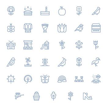 35 regular línea cuadrícula equipado 256x256 íconos desde primavera suite vector