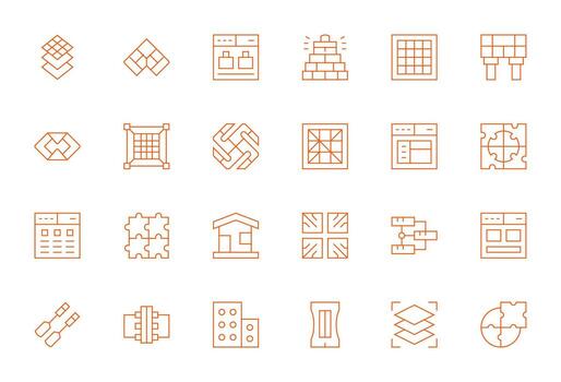 modular exhaustivo haz con 24 cuadrícula equipado Delgado línea alto resolución íconos vector