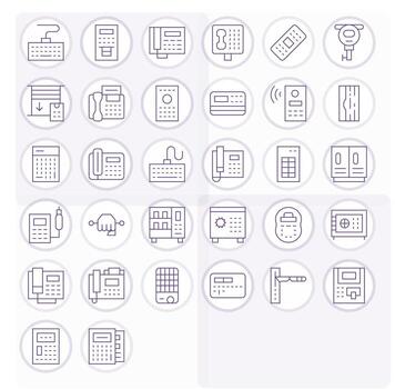 32 píxel optimizado Delgado línea íconos diseñado para teclado interfaz vector